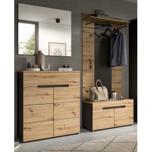 Inn.Furn Garderoben-Set 4-teilig in Eiche und Grau 175 cm Cooper