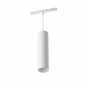 Weiße Philips Hue Perifo LED-Pendelleuchte zur Schienensystem-Erweiterung.