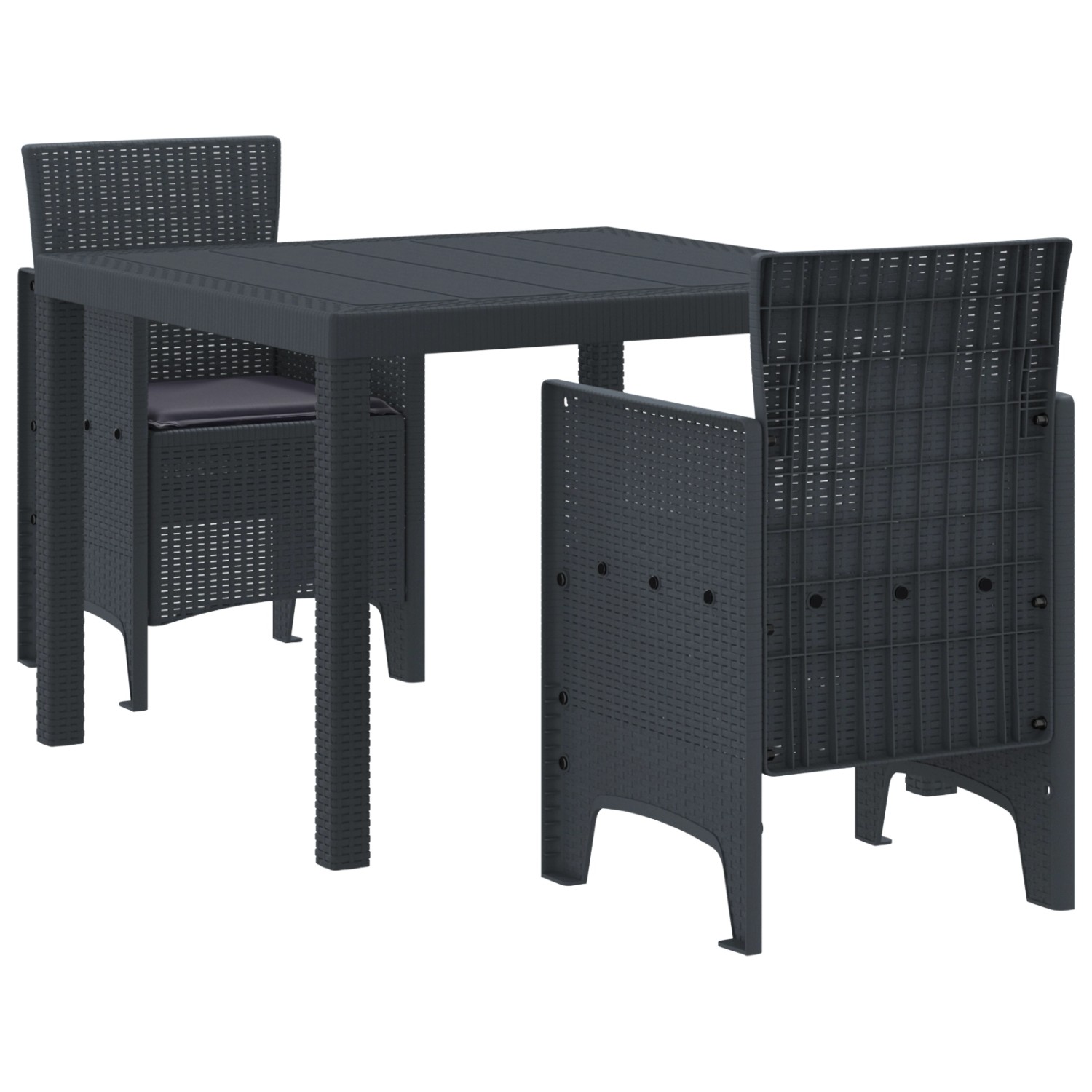 vidaXL 3-tlg Garten-Essgruppe mit Kissen Anthrazit Poly Rattan 3378675 günstig online kaufen
