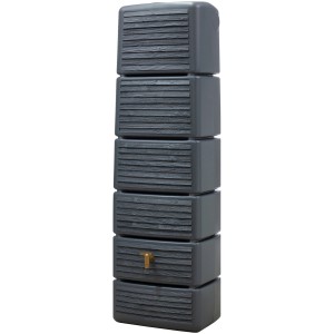 4rain Wandtank Slim Wood Decor 330 l in Graphite Grey mit Auslaufhahn.