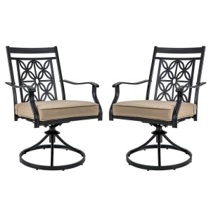 Costway 2er Set Gartenstühle 360° Drehbar mit Weichen Kissen