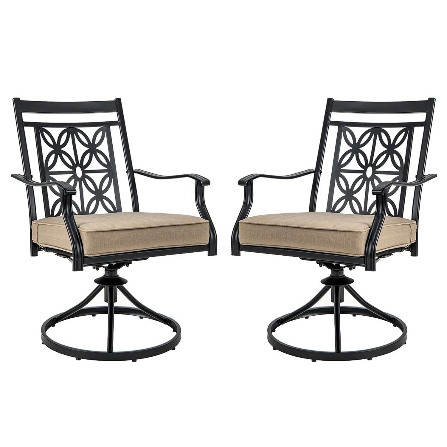 Costway 2er Set Gartenstühle 360° Drehbar mit Weichen Kissen