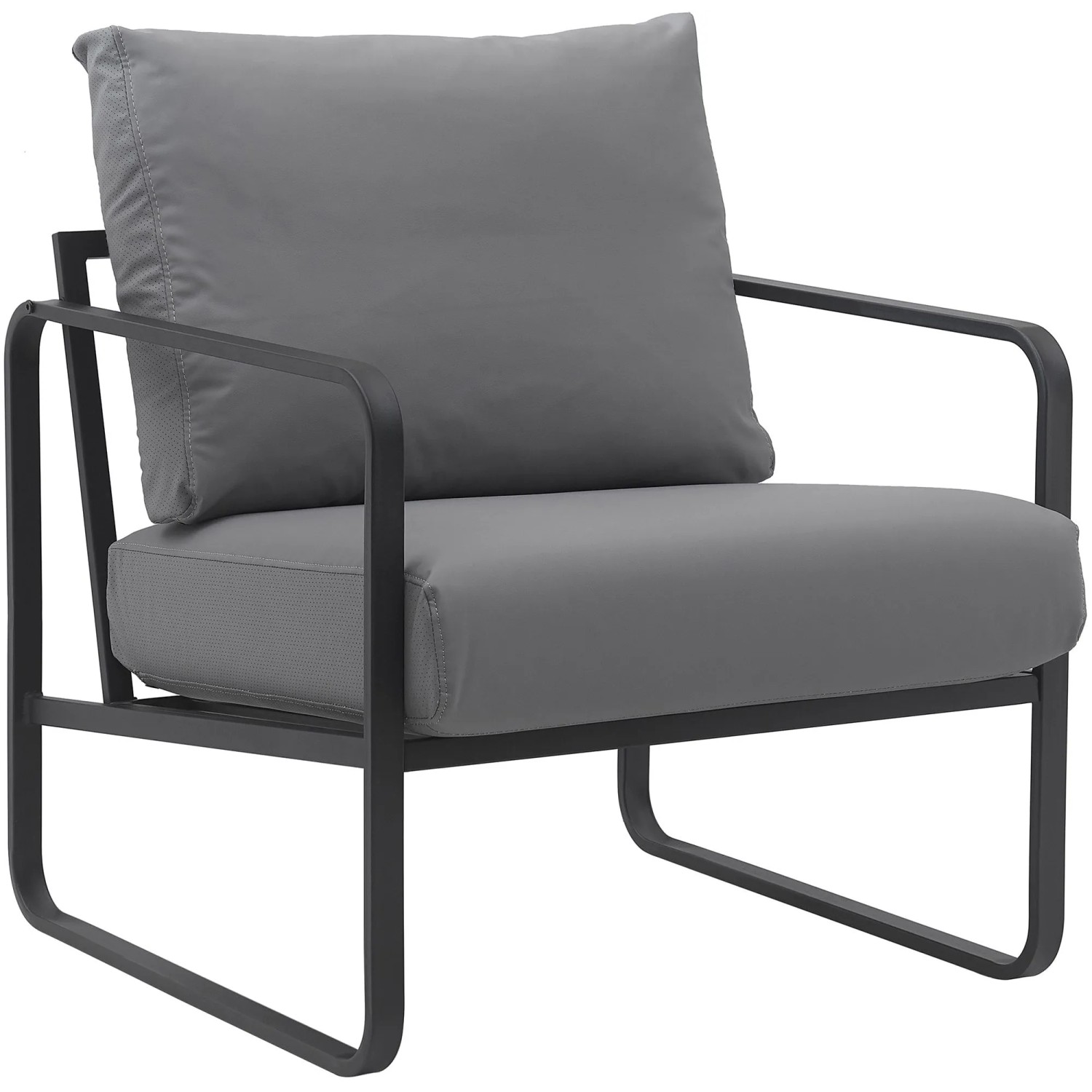 DELUKE Lounger Sessel JAKART Kunstleder Grau 70x74x82cm Loungesessel Wohnzimmer Bequem Clubsessel Sessel Hotel