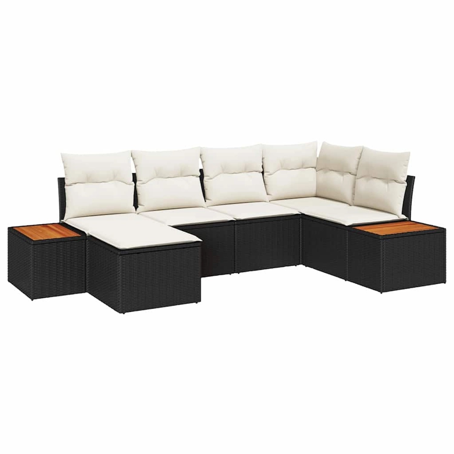 vidaXL Garten-Sofa-Set mit Kissen 6-Tlg Schwarz Poly Rattan 3348118 günstig online kaufen