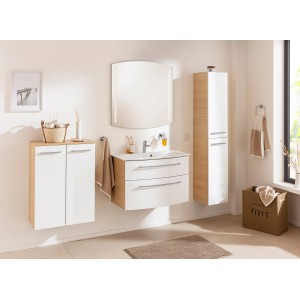 Fackelmann Badmöbel-Set B.Style, 2-teilig, Sandeiche/Weiß, mit Waschtisch und Unterschrank.