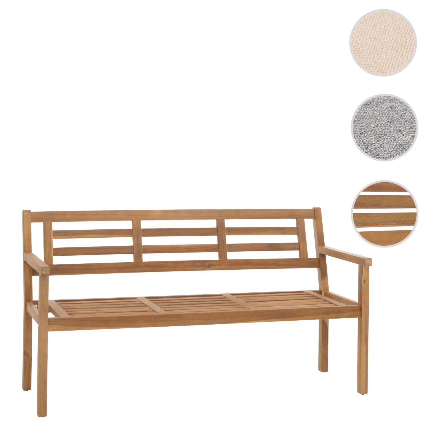 MCW Gartenbank N47 aus Akazienholz, ohne Kissen. Gartenmöbel für Terrasse und Garten.