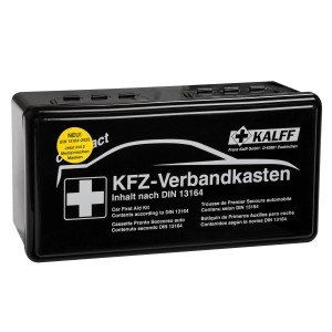 Kalff Kfz-Verbandkasten Compact DIN 13164:2022, Erste-Hilfe-Set im schwarzen Kasten.