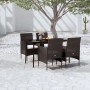 Schwarze 5-tlg. Garten Essgruppe mit Kissen. Rattan Gartenmöbel Set mit Tisch und Stühlen.