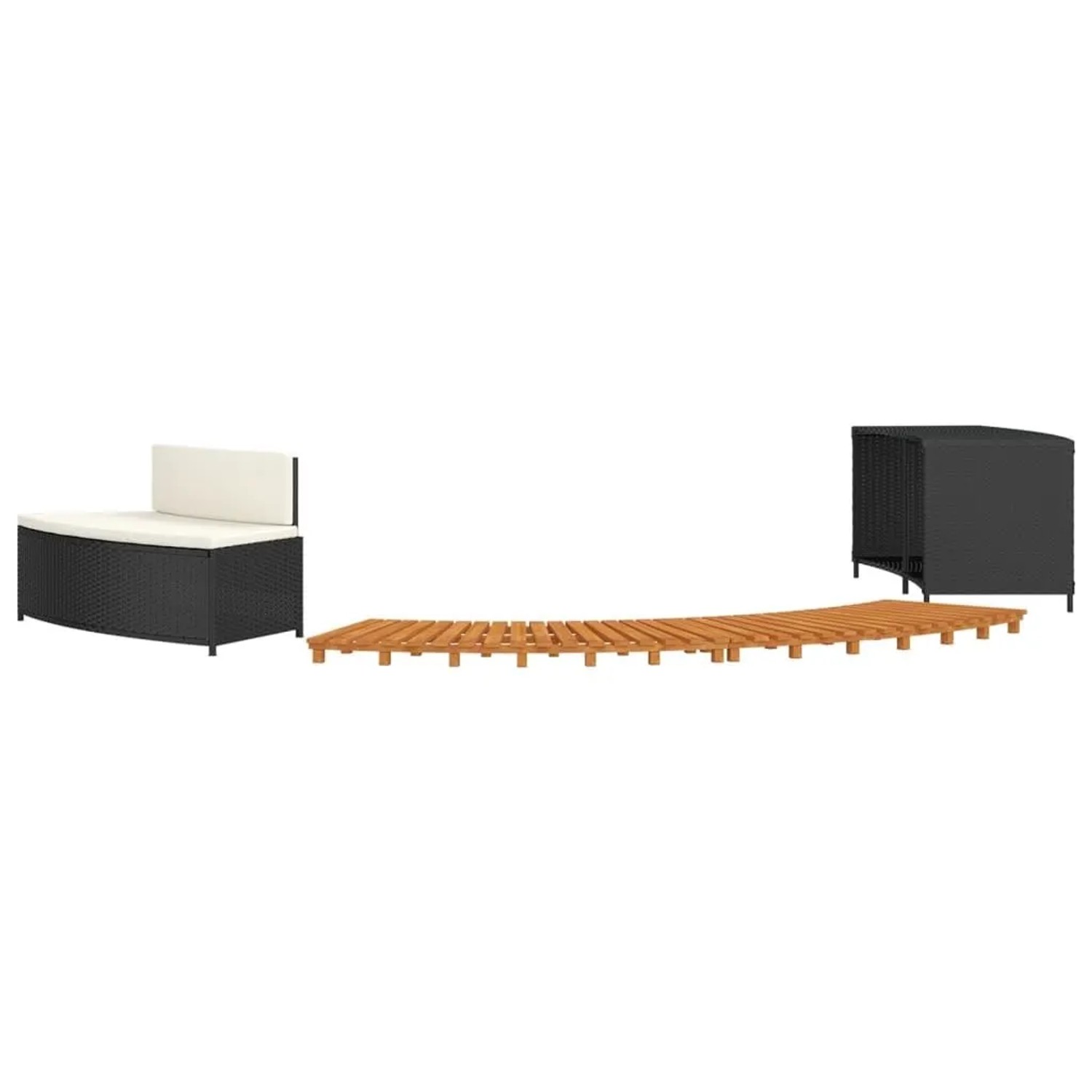 vidaXL Whirlpool-Umrandung Schwarz Poly-Rattan und Massivholz Akazie 362259