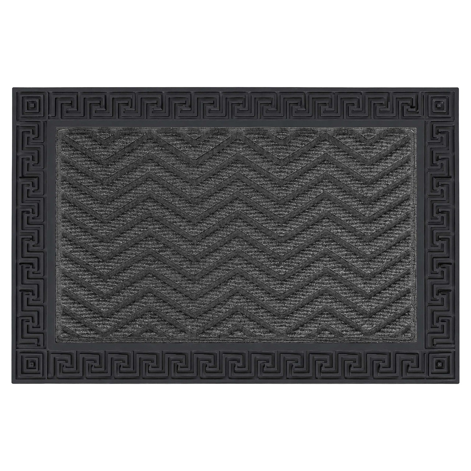 Relaxdays Fußmatte Polypropylen Schwarz Zickzack Rutschfest 60 cm x 40 cm x 1 cm 1,4 kg