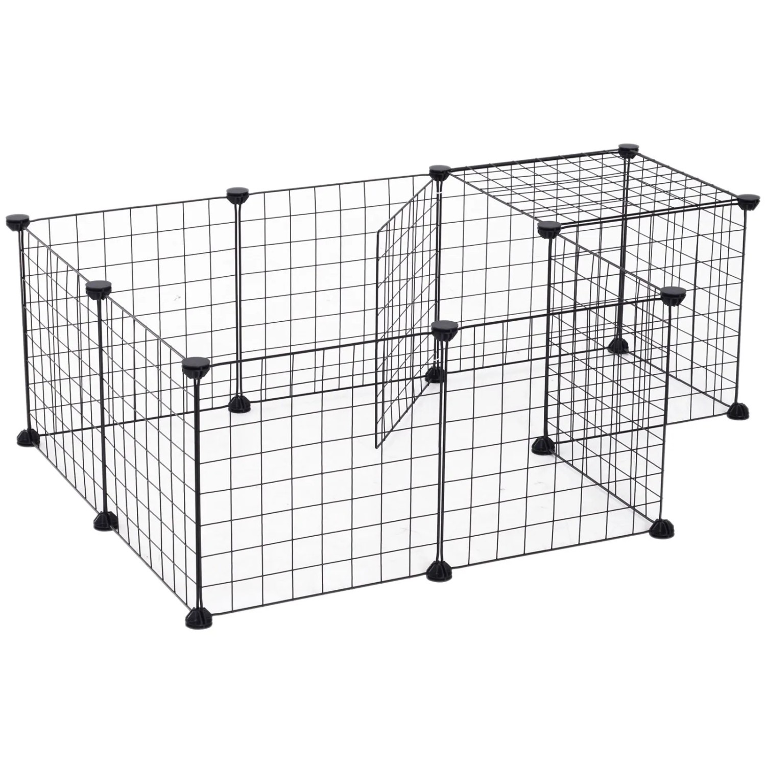 PawHut Gittergehege Metallgitter Flexibel Umformbar Schwarz 106 x 73 x 36 cm