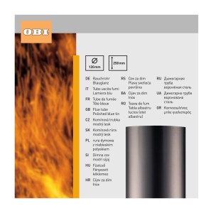 Firefix Rauchrohr, Ø 120 mm, 25 cm, blauglänzend, für Kaminöfen.