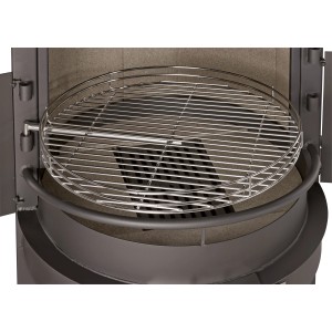 Detailaufnahme: Edelstahl-Grillrost im Grillkamin Richmond. Höhenverstellbar für optimales Grillen.