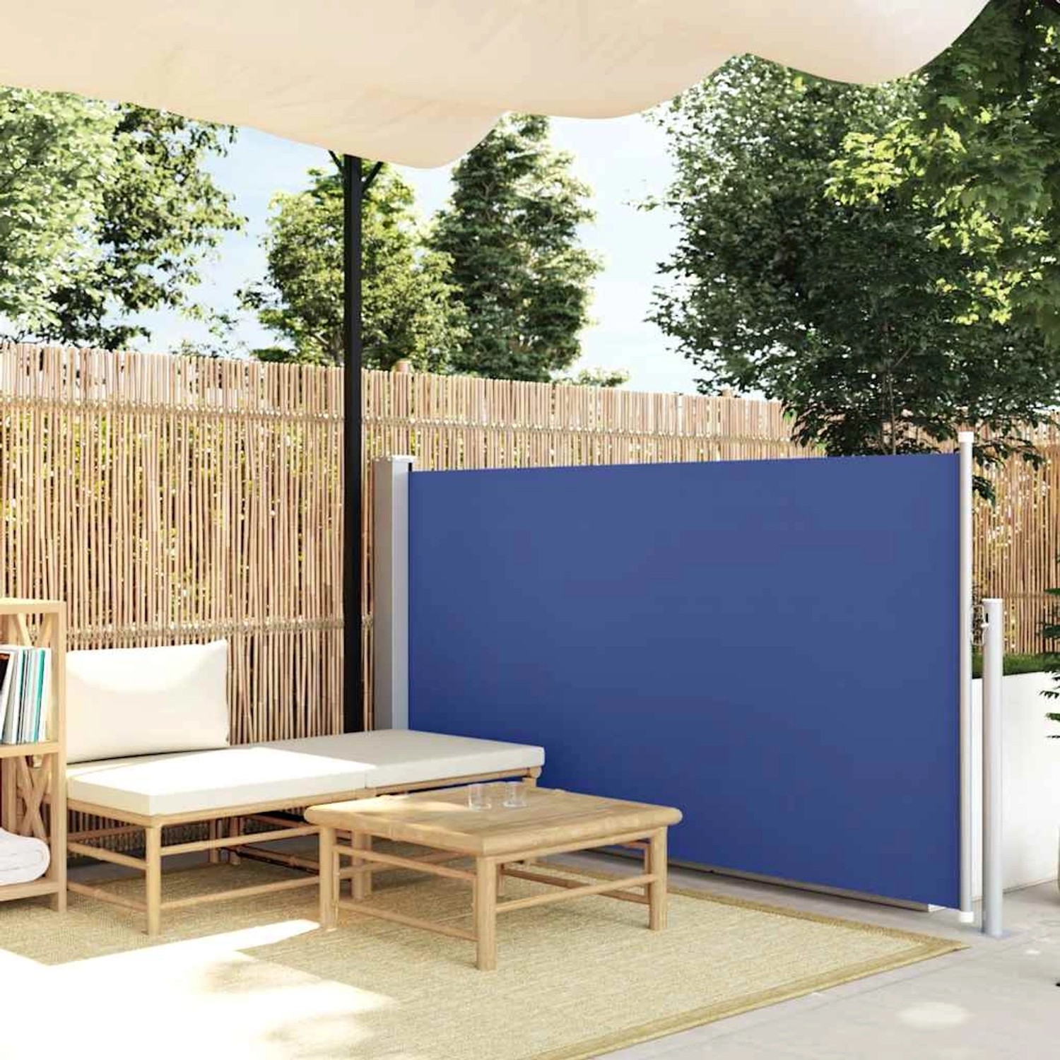 furnicato Ausziehbare Seitenmarkise 120×500 cm Blau günstig online kaufen