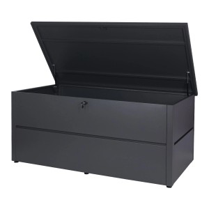Proregal Gartentruhe HxBxT 69x165x85cm Wasserdicht Metall Edelstahl 692L Anthrazit Aufbewahrungsbox Auflagenbox Truhe