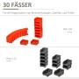 DURHAND Wandregal mit 30 Boxen (rot, grau) für Lochwandsysteme, ideal zur Werkstattorganisation.