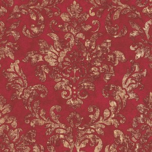 Barock Tapete in Rot-Gold mit eleganten Ornamenten. Vliestapete im Vintage-Stil.