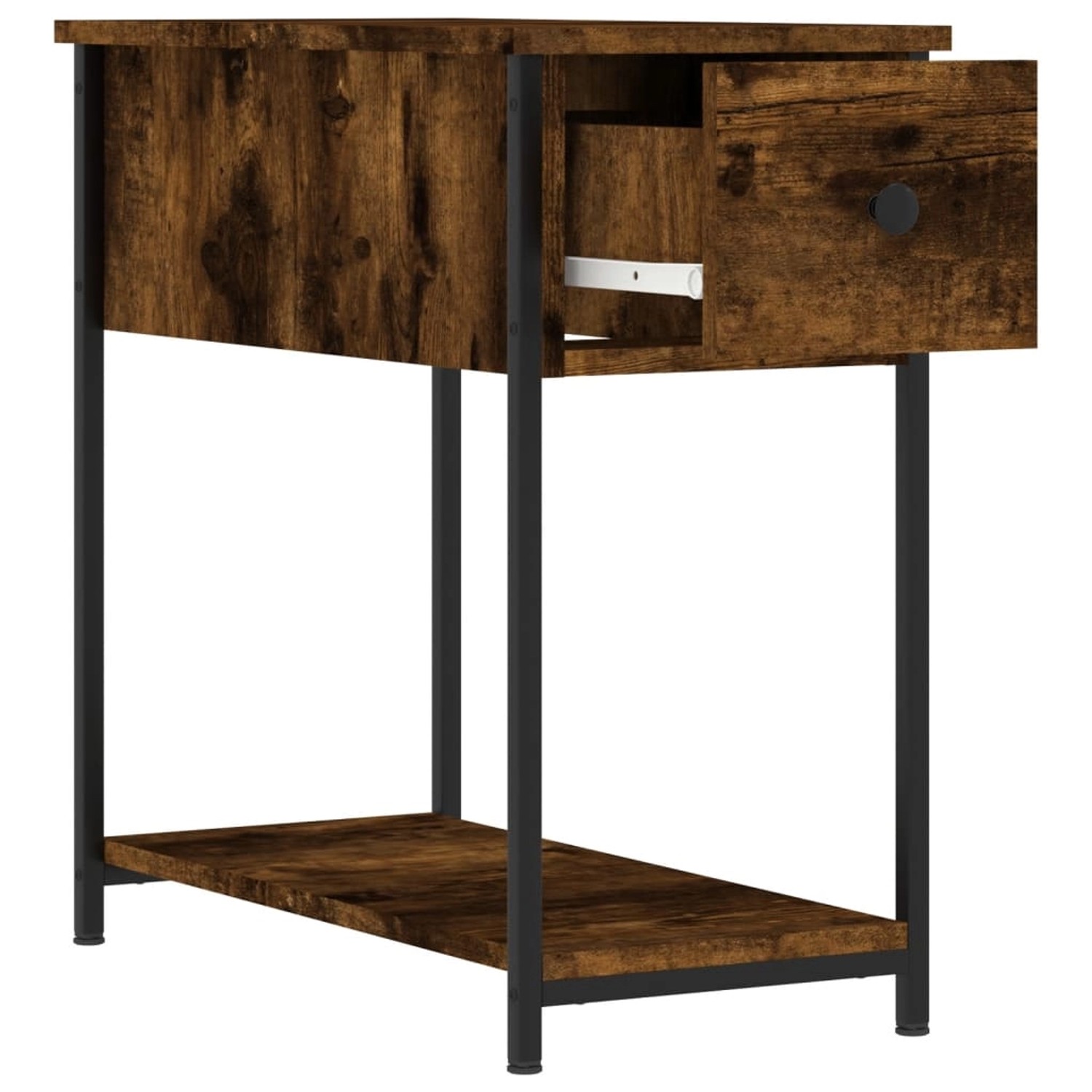 vidaXL Nachttisch 2er Set, Räuchereiche, mit Schublade und Ablage.