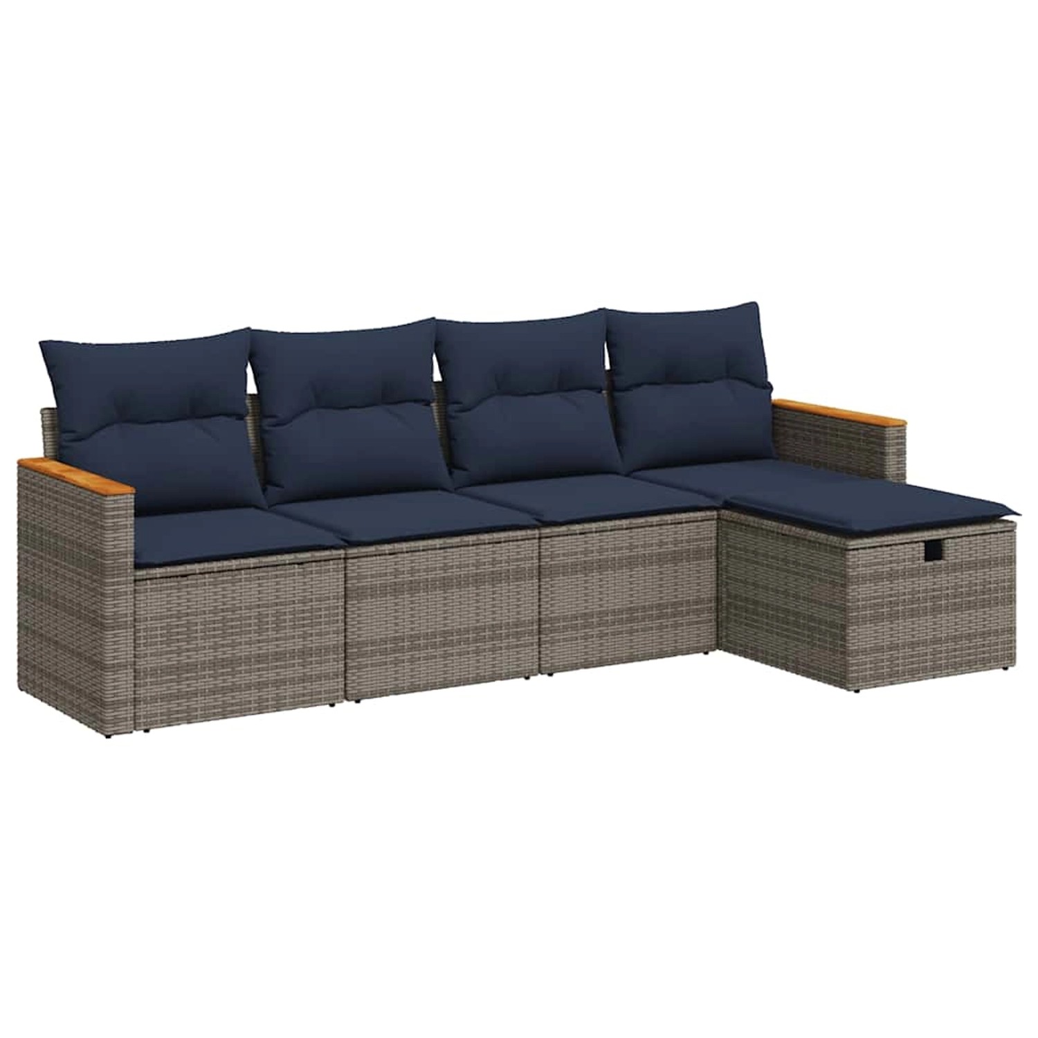 vidaXL 5-Tlg Garten-Sofagarnitur mit Kissen Grau Poly Rattan 3325904 günstig online kaufen