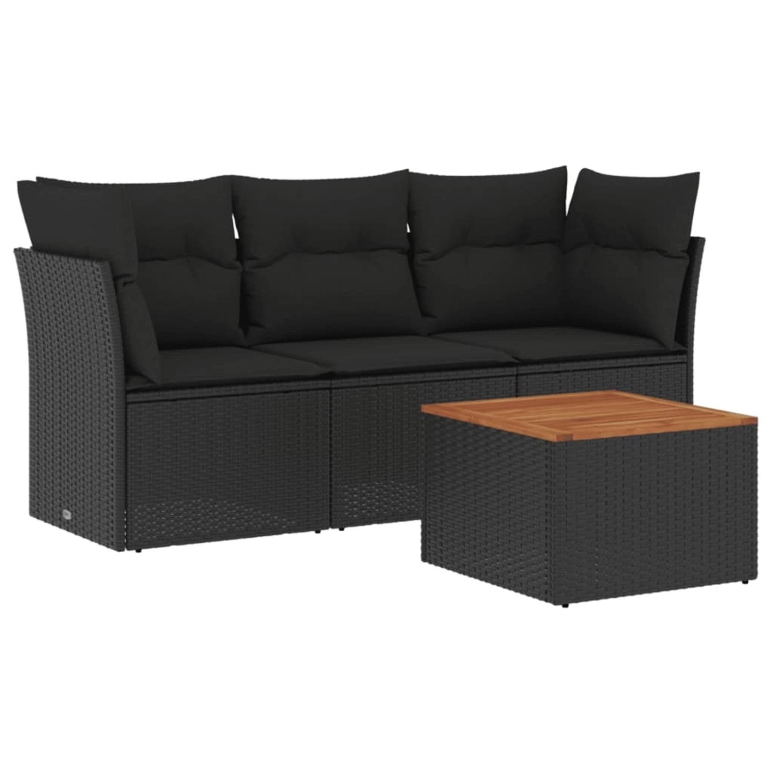 vidaXL 4-Tlg Garten-Sofagarnitur mit Kissen Schwarz Poly Rattan 3255796 günstig online kaufen