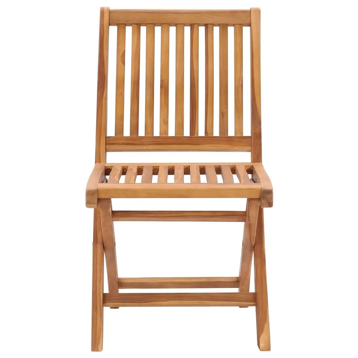 Klappbarer Gartenstuhl aus Teakholz, 2er Set. Holzstuhl mit Lattenmuster für Garten, Terrasse oder Balkon.