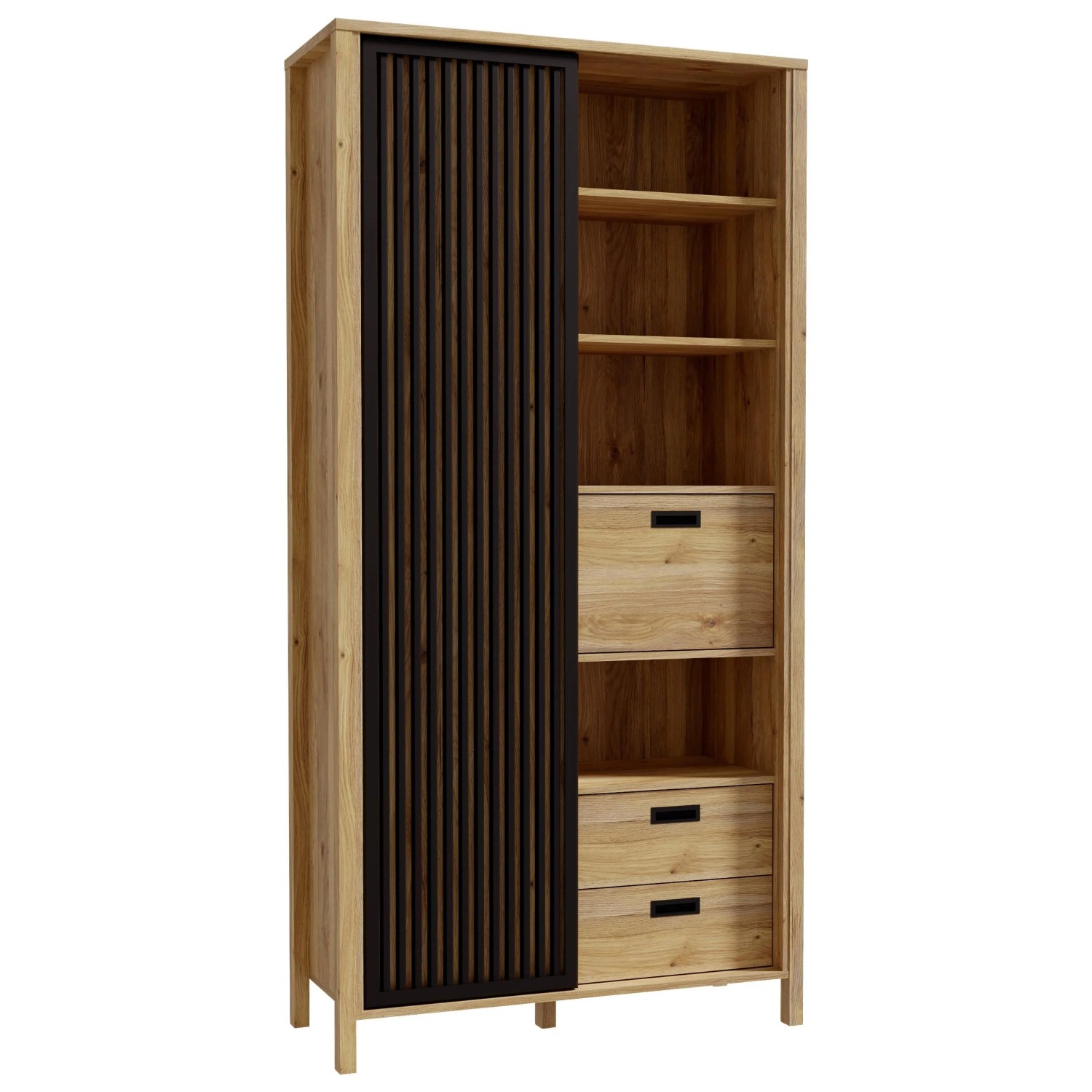 Premium Living Highboard Jytana Schwarz/Eichefarben