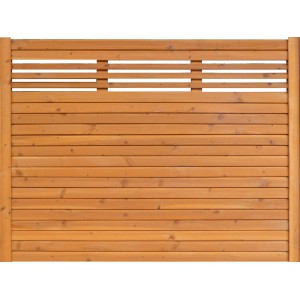 Sichtschutzzaun-Element, Typ 138, 180x135 cm, Kirschbaumfarben, aus lasiertem Fichtenholz.