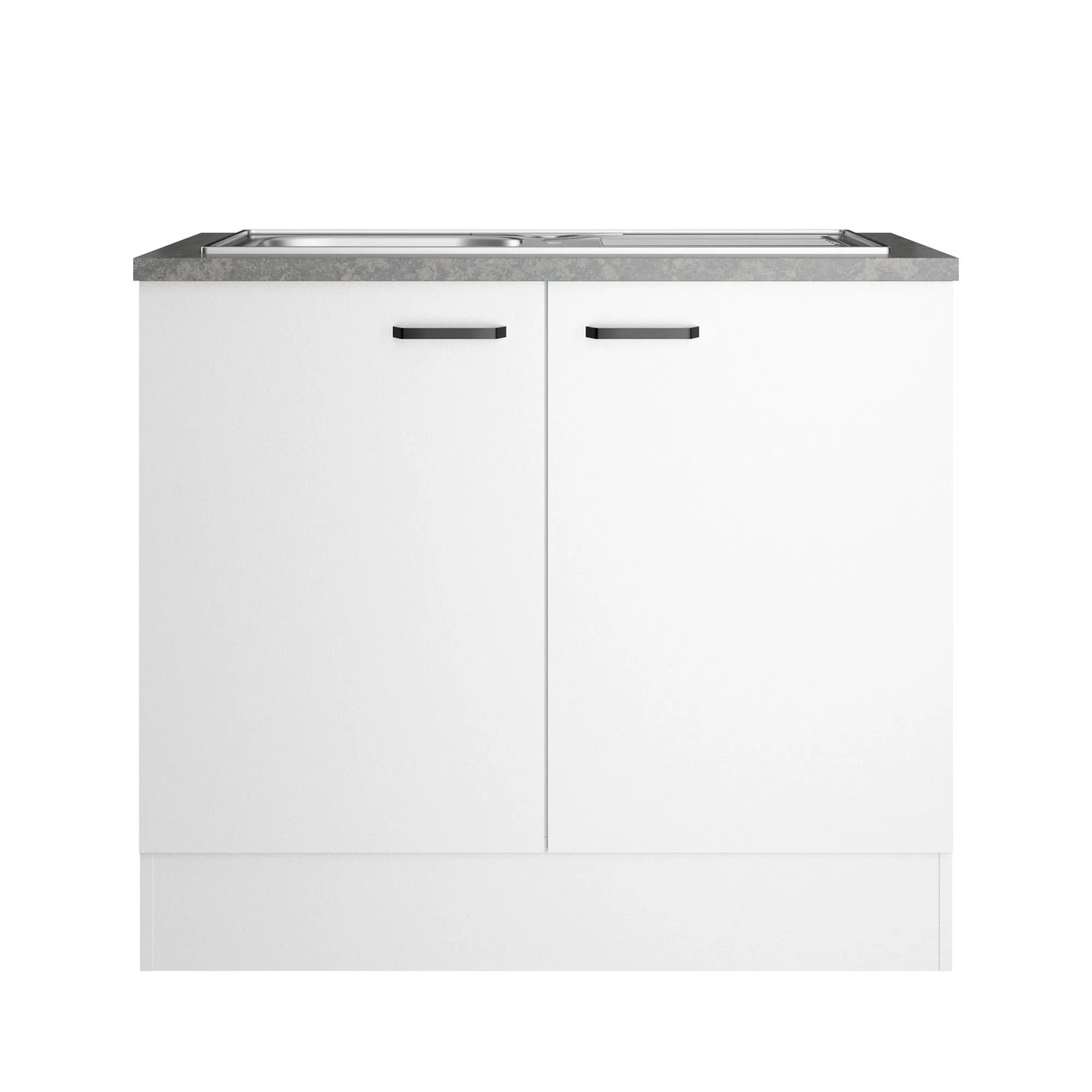 OPTIFIT Spülenunterschrank Bonn214 100 x 88 x 60 cm Weiß mit Edelstahlspüle