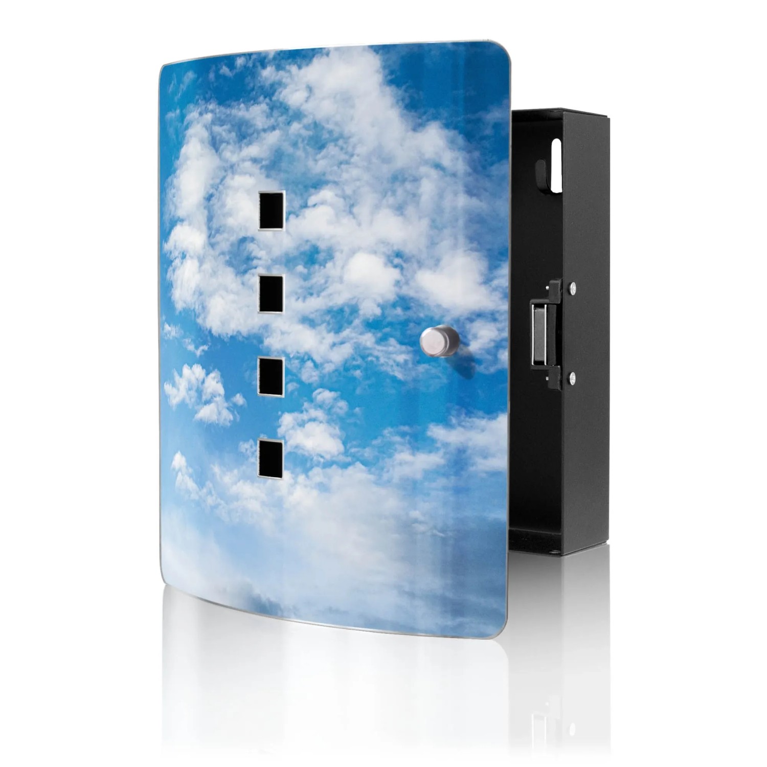 Banjado Design Schlüsselkasten Aus Edelstahl Für 10 Schlüssel 24x21,5x7cm Mit Magnetverschluss Motiv Wolken 1