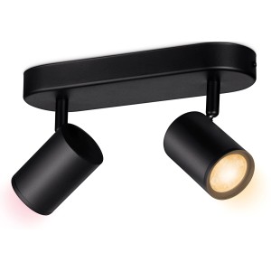 Schwarze WIZ LED Deckenleuchte Imageo mit 2 Spots, Tunable White & Color, 690 lm.