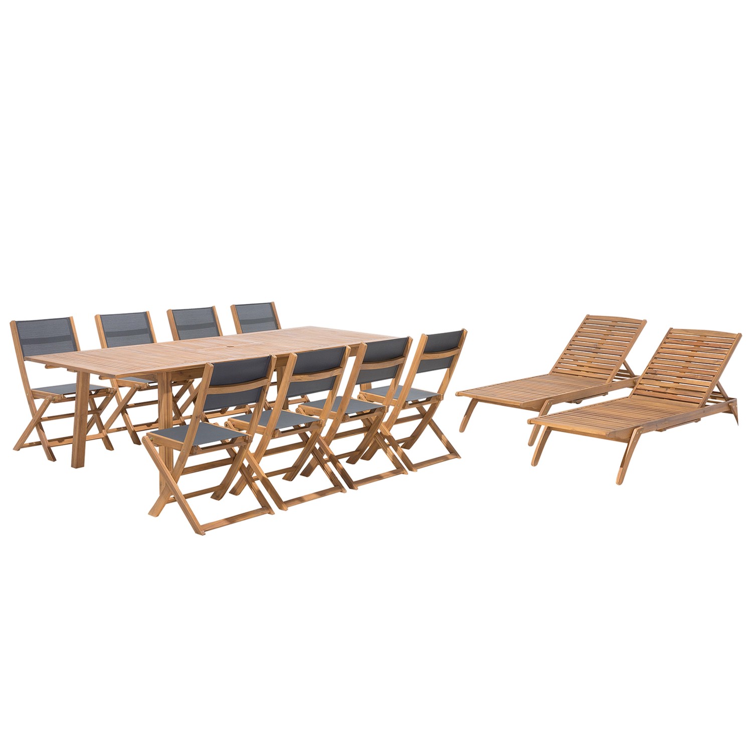 Beliani Gartentisch Set Heller Holzfarbton Grau 100x240x90 günstig online kaufen