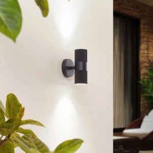 Lindby Wandleuchte Außen Jovane 10025923 Spritzwassergeschützt Modern in Schwarz aus Aluminium 2-flammig GU10