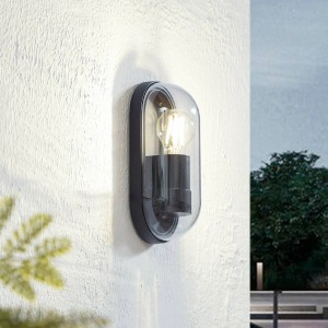 Schwarze Lucande Außenwandleuchte Serine aus Aluminium mit E27 Fassung.