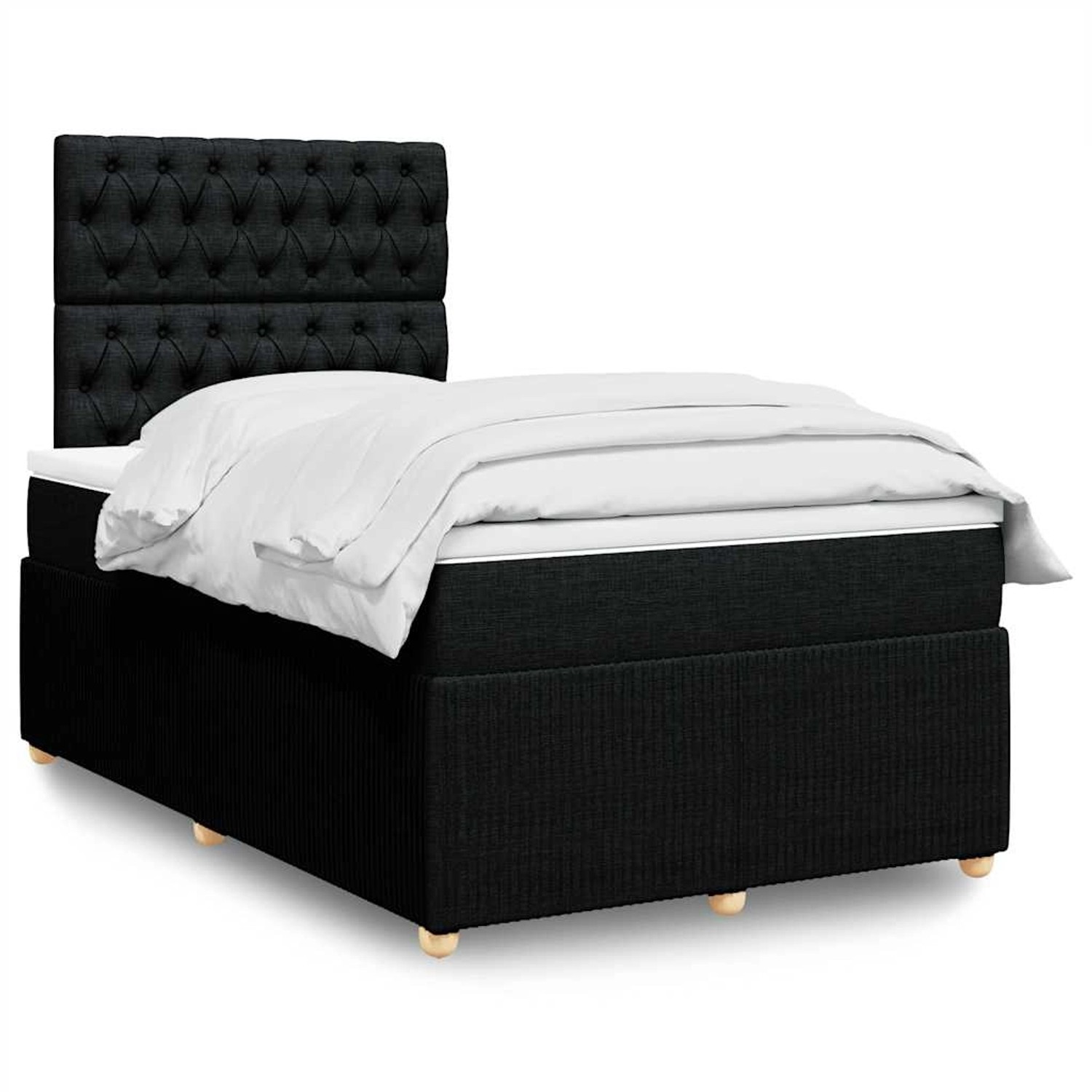 vidaXL Boxspringbett mit Matratze Schwarz 120x190 cm Stoff 3294304