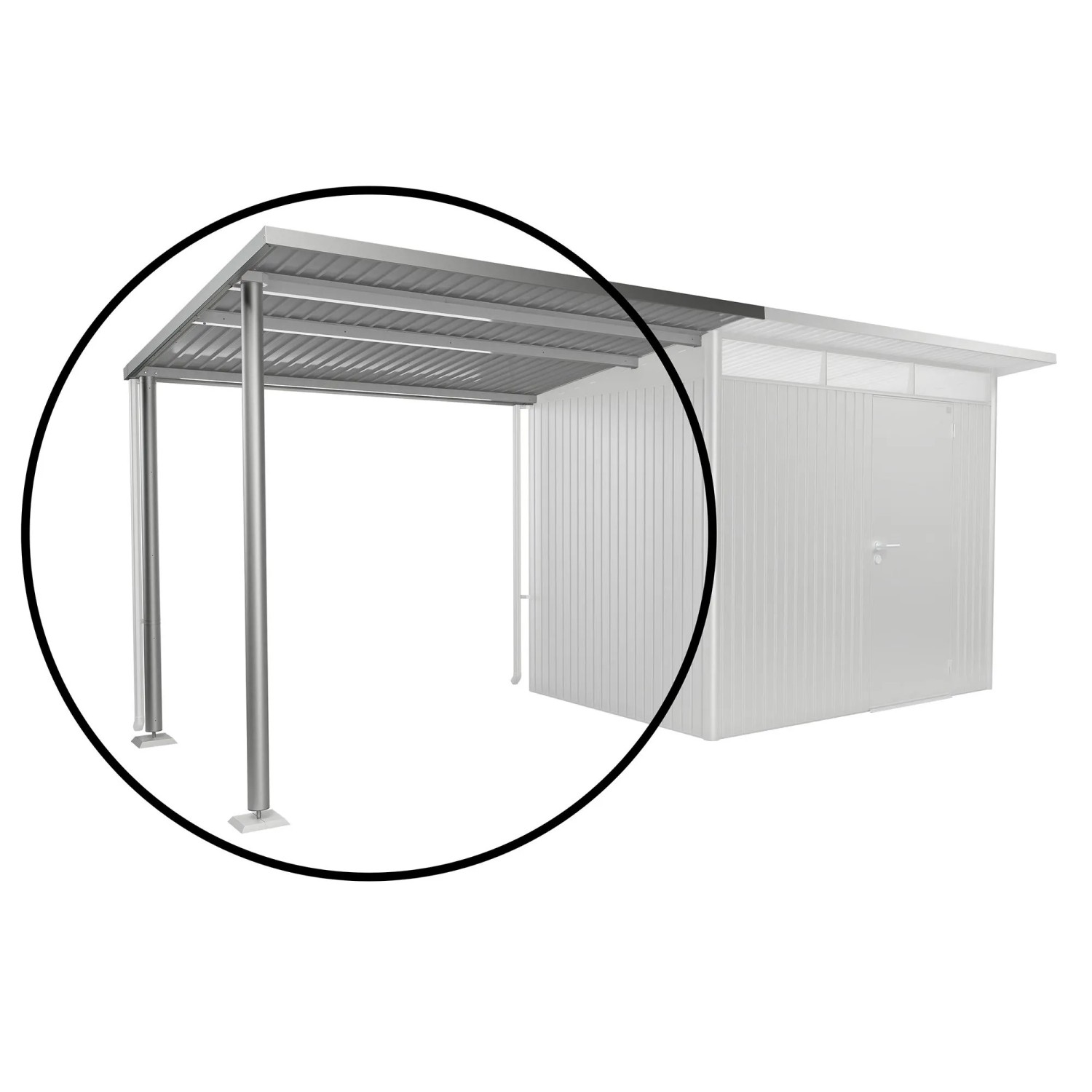 Biohort Seitendach für AvantGarde Gerätehaus, Silber-Metallic, zur Erweiterung des Gartenhauses.
