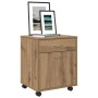 vidaXL Rollcontainer Artisan-Eiche aus Holzwerkstoff, mit Schublade, Tür und Rollen. Ideal für Büro & Wohnzimmer.