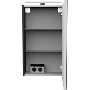 Offener Fackelmann Spiegelschrank SBC Anthrazit 40 cm mit zwei Einlegeböden.