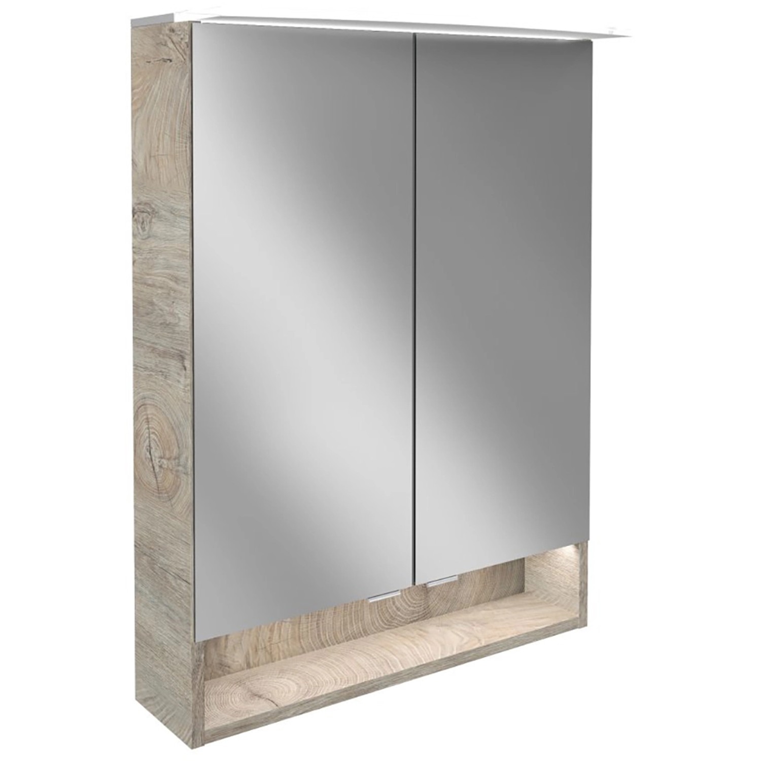 Fackelmann Spiegelschrank B.Style Eiche Natur 60 cm mit Softclose Türen