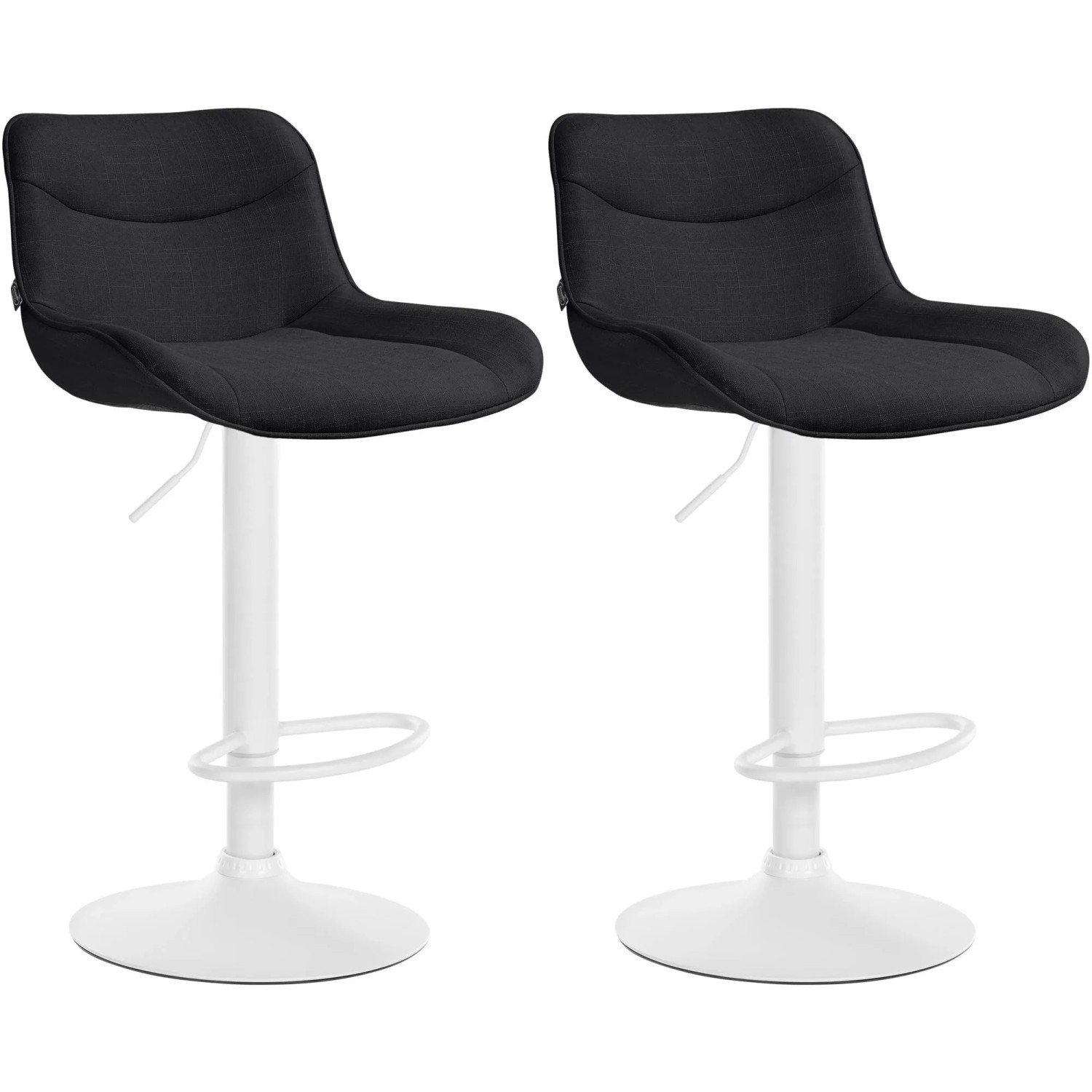 DELUKE 2er Set Barhocker RAGAD Stoff Schwarz 49x51x85cm Weiß Barstuhl Höhenverstellbar Mit Lehne Drehbar Tresenhocker Tresenstuhl