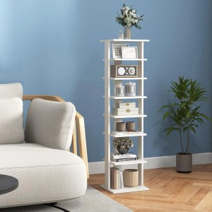 Costway 8 Stufiges Schuhregal Höhenverstellbar Holz Braun Weiß Einzel