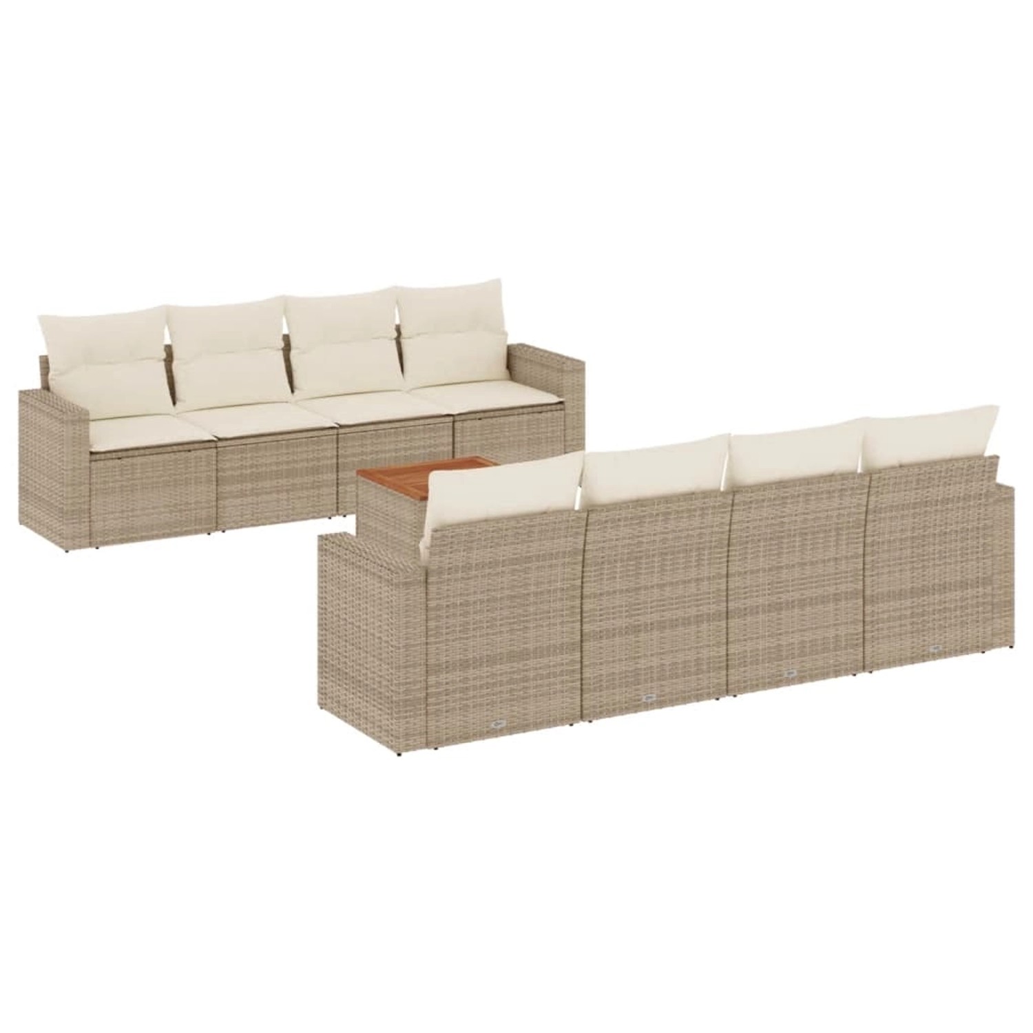 vidaXL 9-Tlg Garten-Sofagarnitur mit Kissen Beige Poly Rattan 3224042 günstig online kaufen