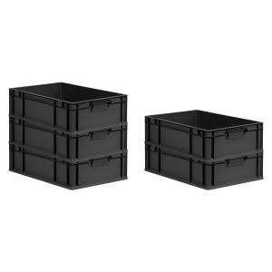 PROREGAL Eurobox Nextgen Grip HxBxT 17x40x60cm 34 Liter Griffe Geschlossen Schwarz Eurobehälter Transportbox Transportbehälter