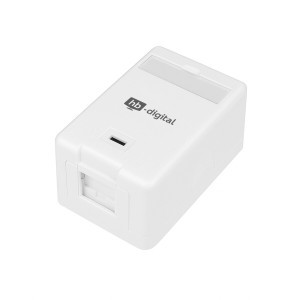 hb-digital Keystone Aufputzgehäuse, 1 Port, für Netzwerktechnik. Dose in Weiß mit Staubschutz.