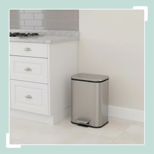 Relaxdays Mülleimer Edelstahl Silber Fingerprint-Schutz Tretpedal Softclose 27 cm x 21 cm x 19 cm 5 l