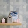 PROFHOME Grafik Tapete Grau mit geometrischem Muster, matte Oberfläche. Dekorative Vliestapete.