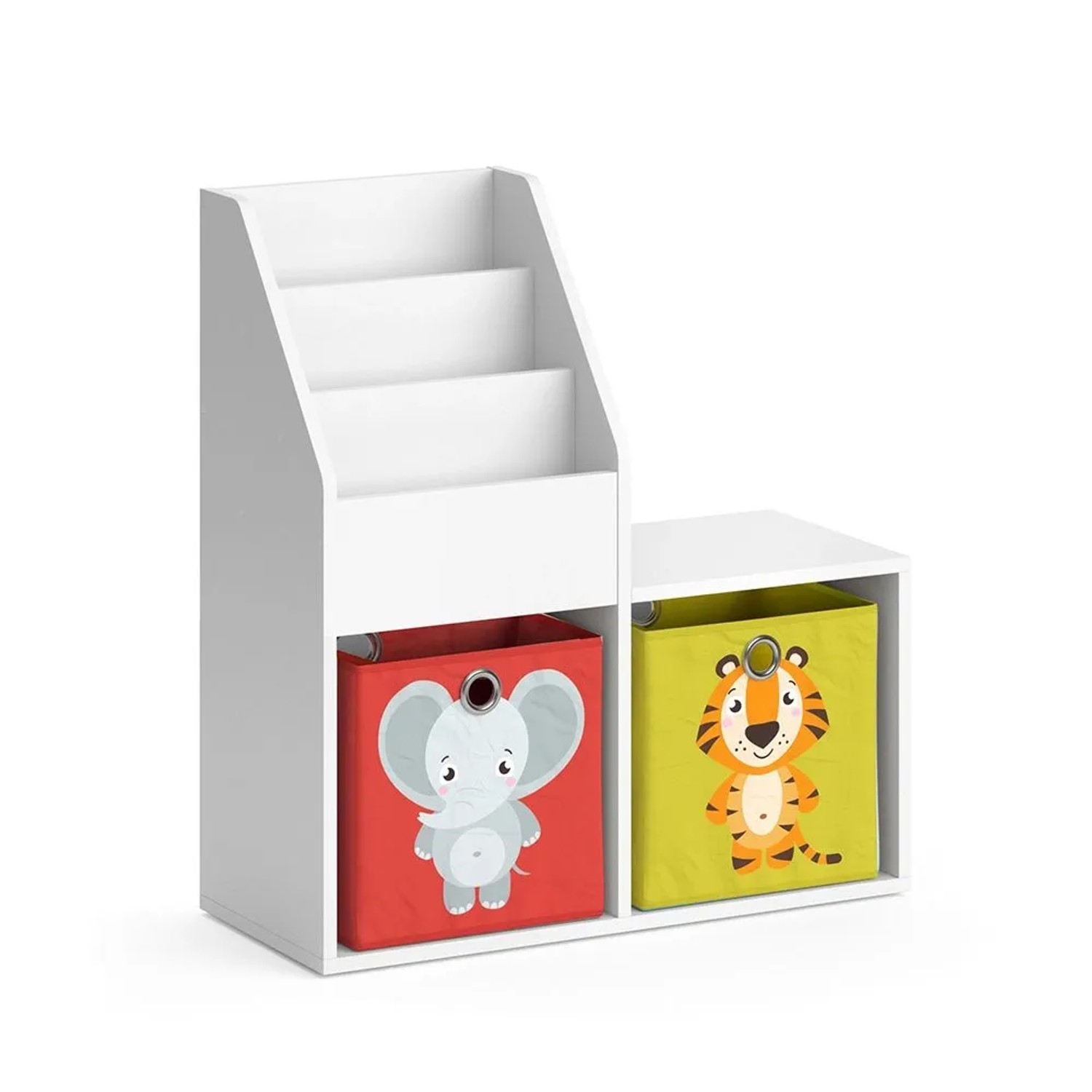 Vicco Kinderregal Luigi Weiß 31 x 79 Mini mit 2 Faltboxen Art Nr 36221