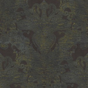 Schwarze Vliestapete mit Paisley Muster im Vintage Stil für Wohnzimmer und Küche.