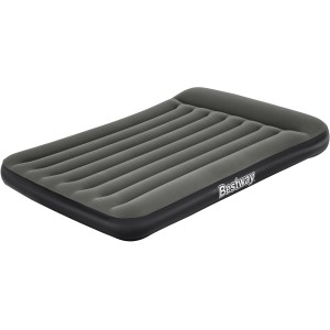 Graues Bestway Doppelluftbett (191x137x30cm) mit integriertem Kopfkissen für Camping & Freizeit.