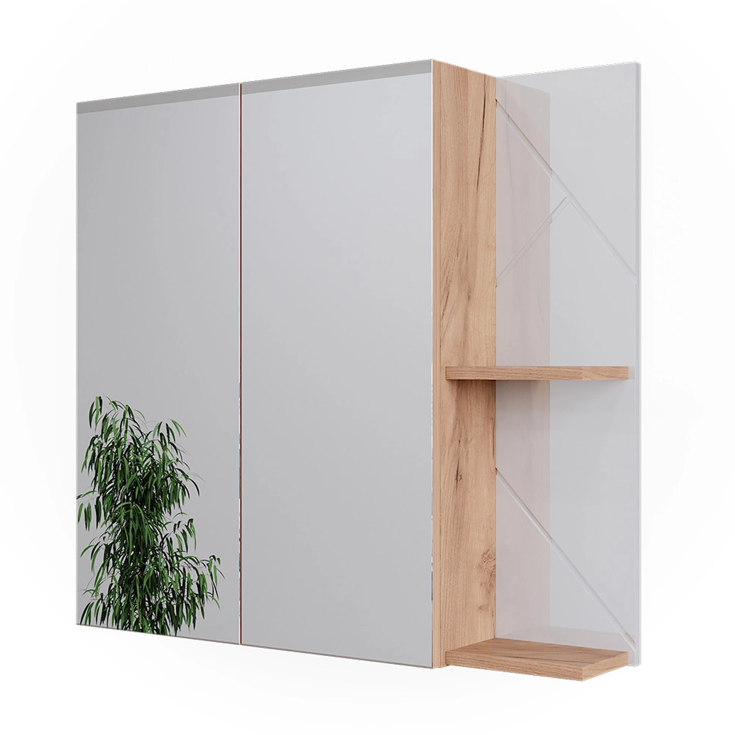 Thumbnail - Vicco Badspiegelschrank Irma Goldkraft Eiche/Weiß Hochglanz 80 x 75 cm