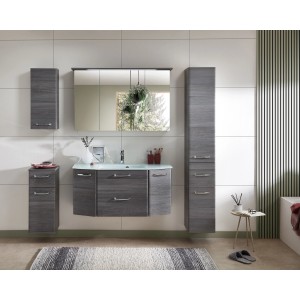 Pelipal Waschplatz Quickset 328, Graphit Struktur quer, 112 cm mit Glaswaschtisch.